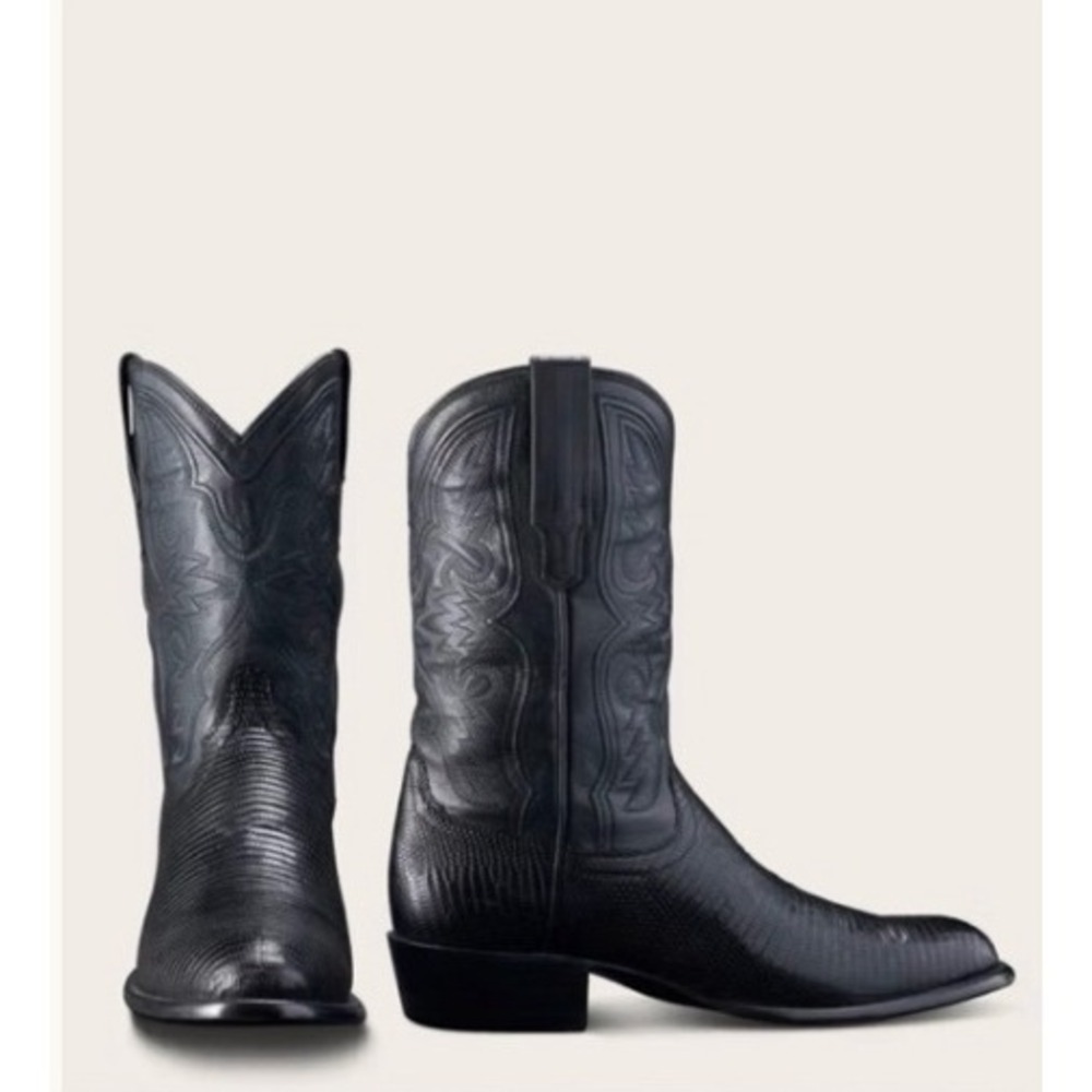 Tecovas The Nolan Black Lizard Embossed Leather Western Cowboy Boots 10.5 D 1006